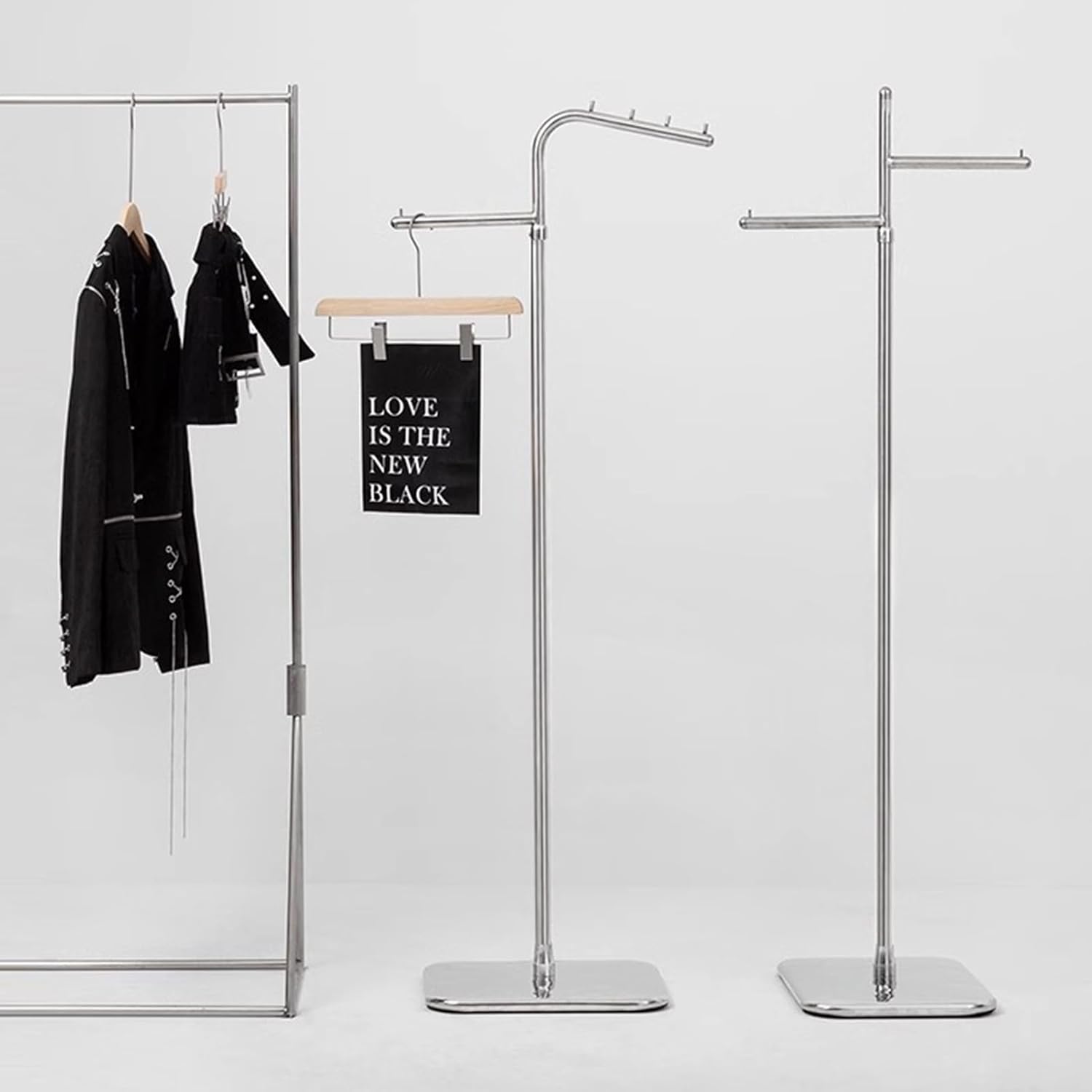 Silver Stainless Steel Clothing Display Stand