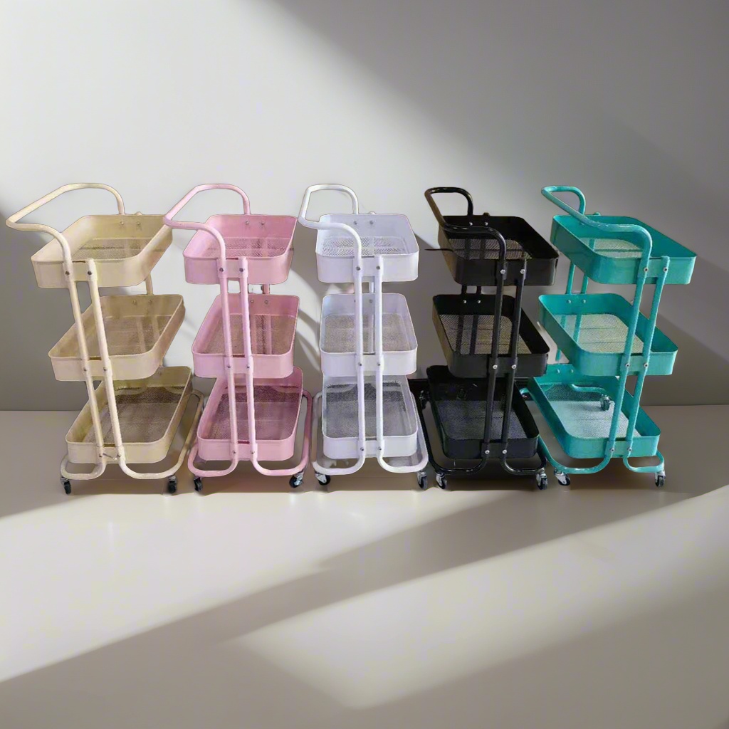  Kitchen Storage Trolley  Metal Utility Rolling Cart