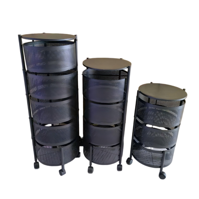 Round Storage Carts Basket Rack Shelf Organizer with Rolling Wheels