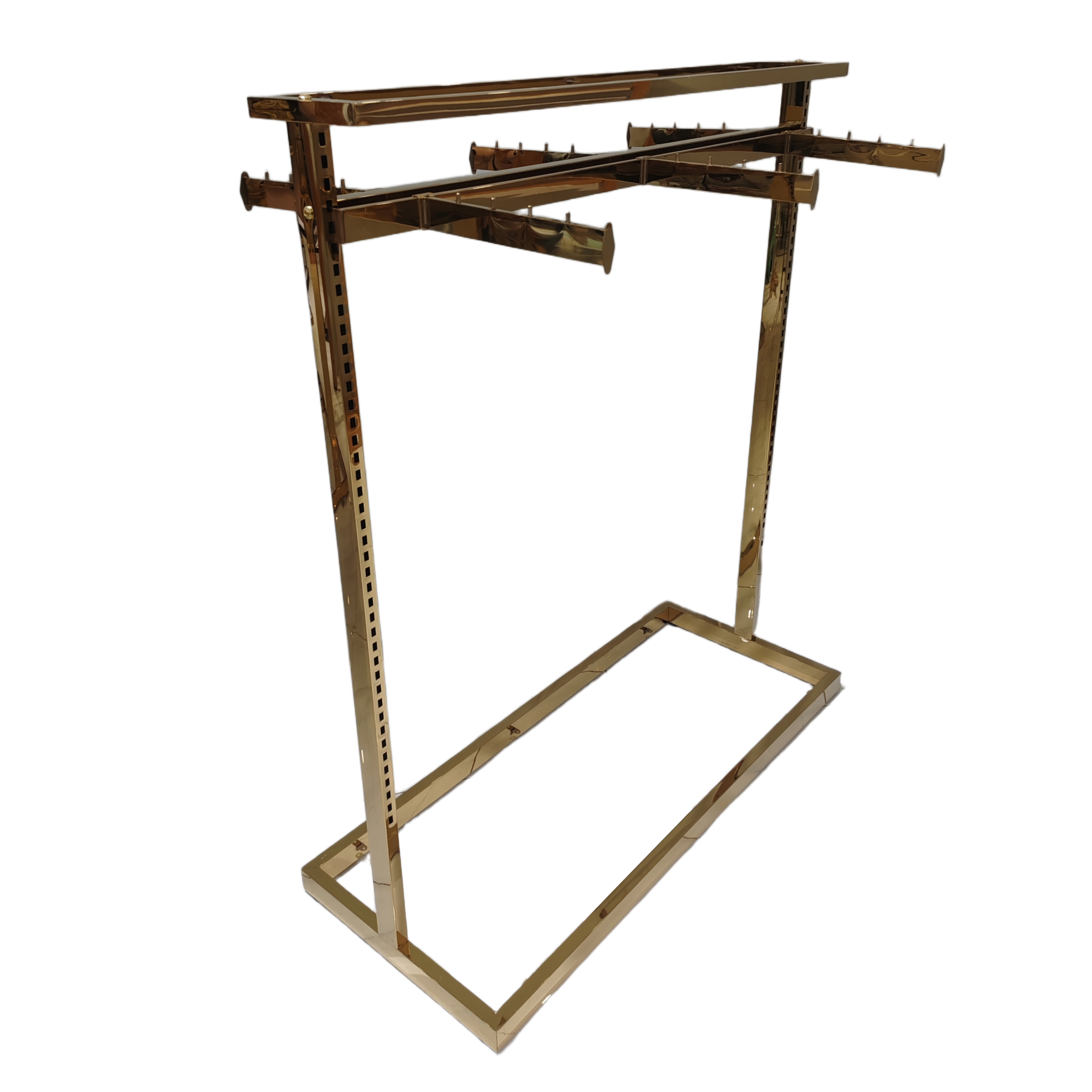 Adjustable Golden Floor Standing Display Rack for Boutique Shop Home