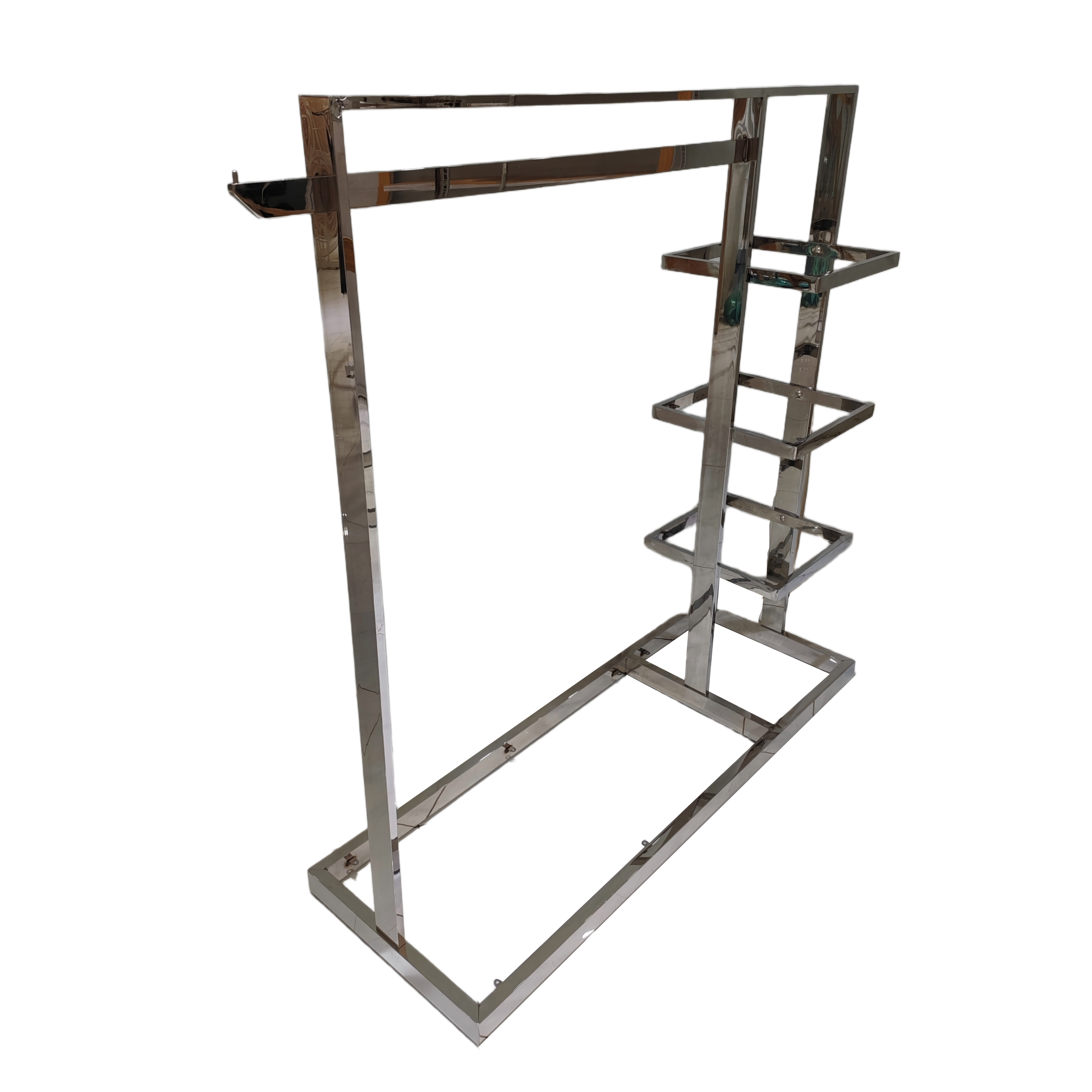 Multi-Layers Floor Standing Display Rack for Jacket Coat Top Bottom Handbags Shoes